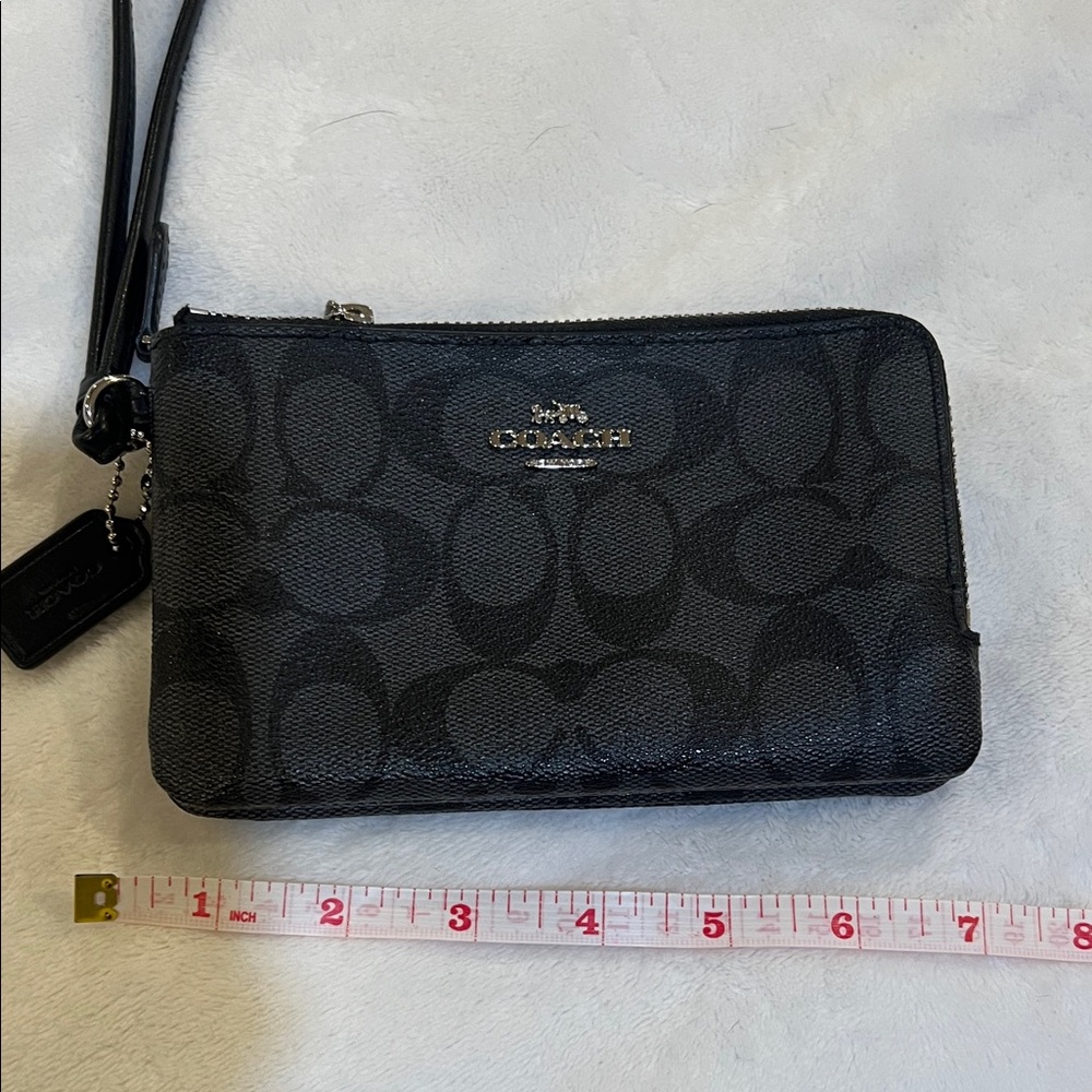 Coach Black Signature Zip Wristlet